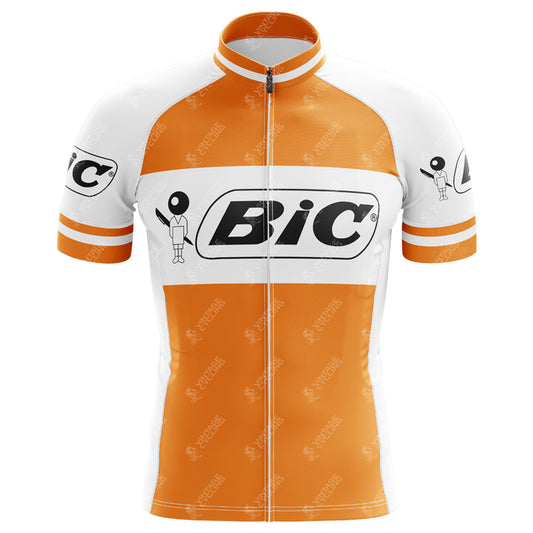 BIC Orange Short Sleeve Retro Cycling Jersey
