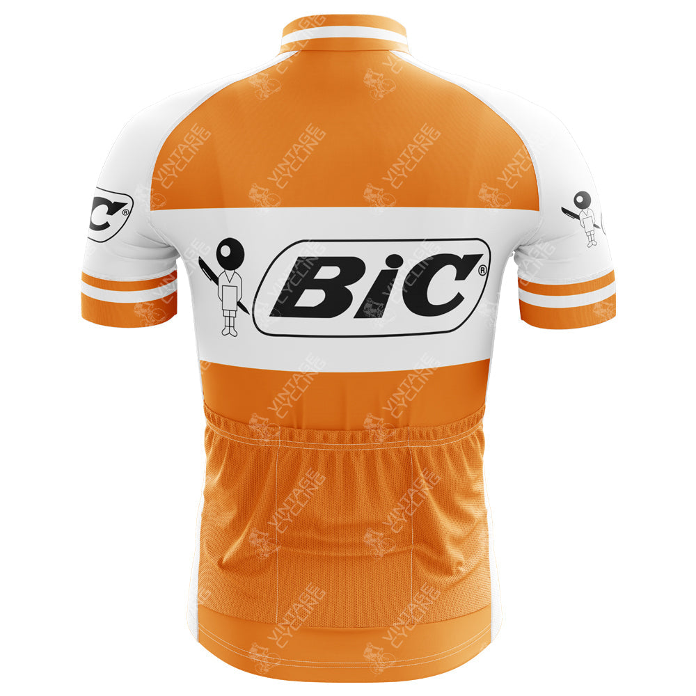 BIC Orange Short Sleeve Retro Cycling Jersey
